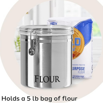 Stainless Steel Jumbo 8"  "FLOUR" Clamp Canister