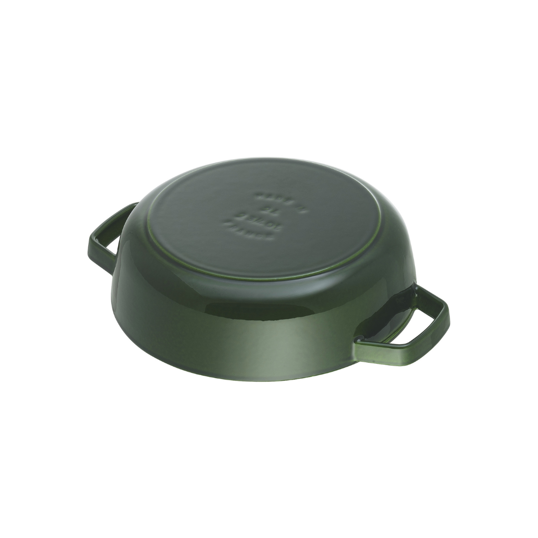 Braisers 11", Round Cast Iron Saute Pan - Basil-Green