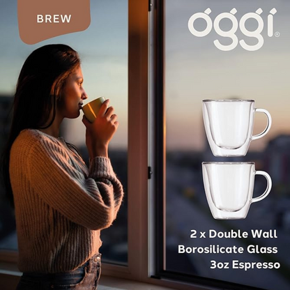 Set of 2 Borosilicate Double Wall Espresso Cups