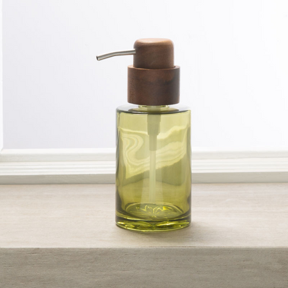 Vaso Soap Dispenser - Glass /Acacia Pump Green