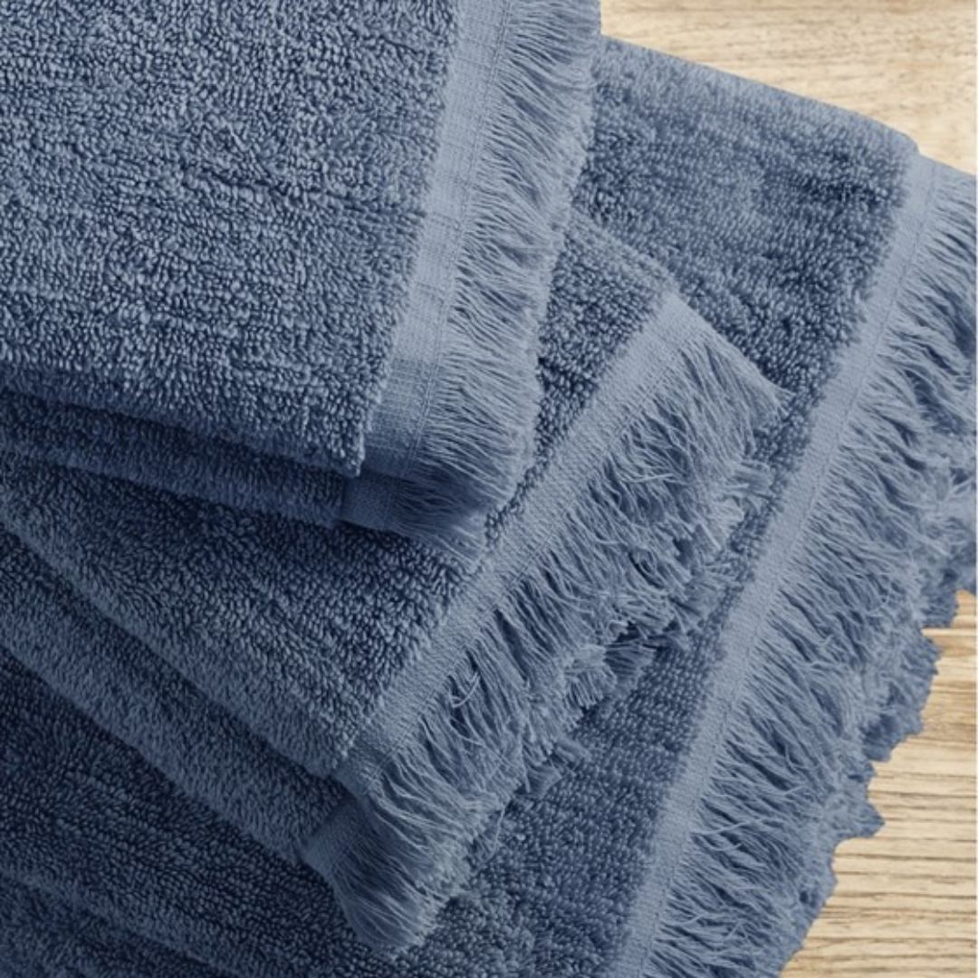 Nova Cotton Dobby Slub 6 Piece Towel Set - Navy