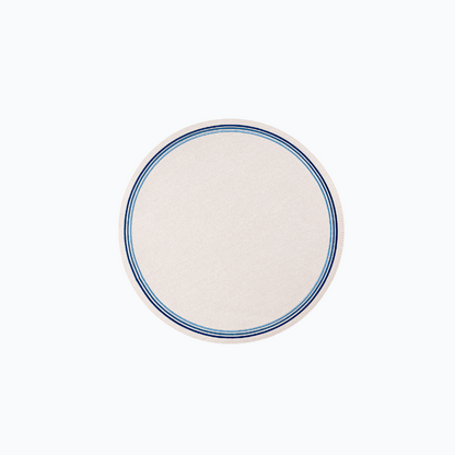 Madrid Circle Placemat with Tonal Embroidery - Blue