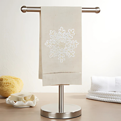 Embroidered and Hemstitched Christmas Snowflake Guest Towel