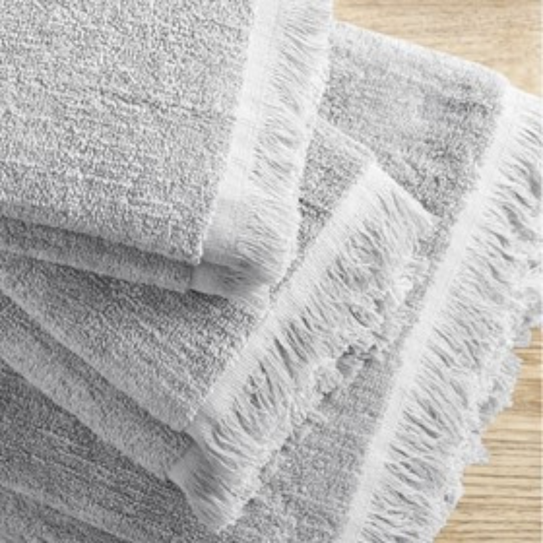 Nova Cotton Dobby Slub 6 Piece Towel Set - Grey