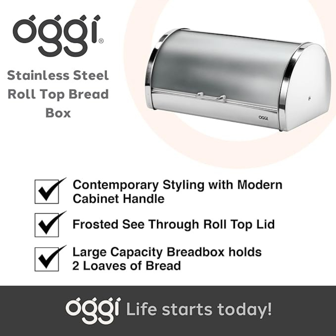 Stainless Steel Bread Box w/ Frosted Lid