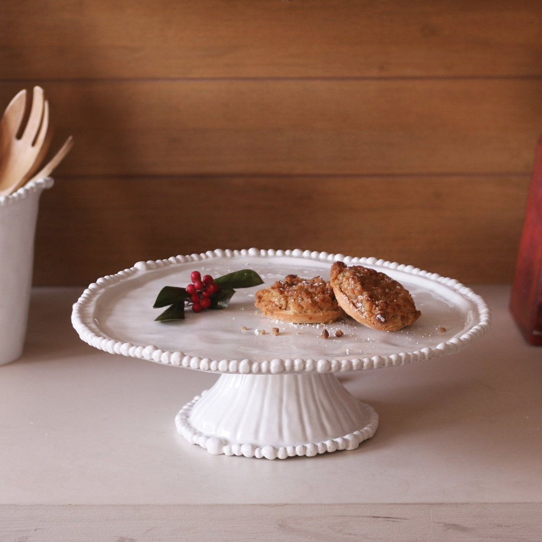 VIDA Alegria Pedestal Cake Plate White