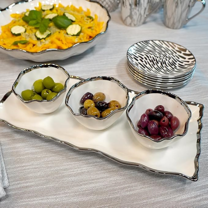Regency Silver 4pc Tray And Condiment Bowls 14.25in X 6 in