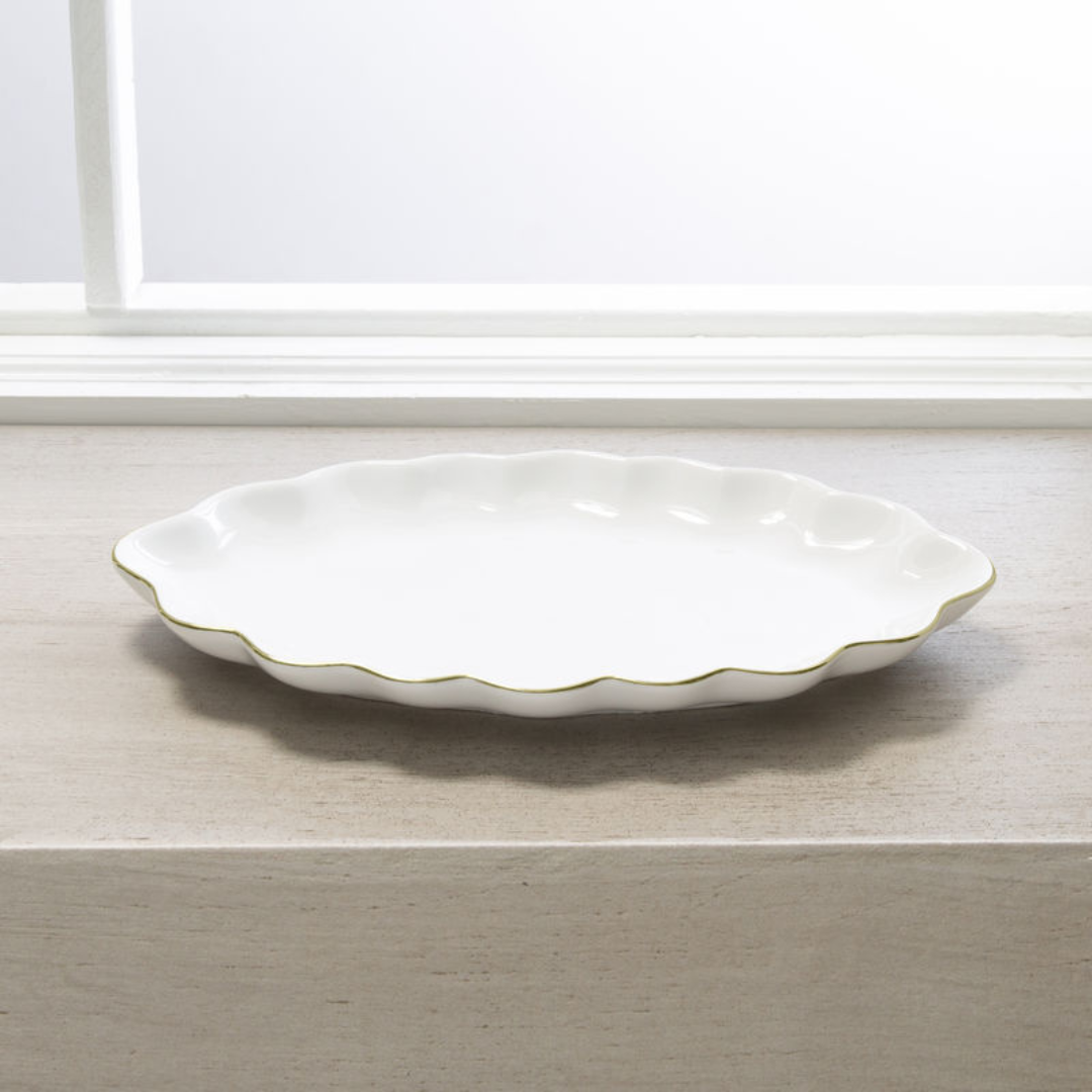 Pavona Tray Porcelain White/Gold