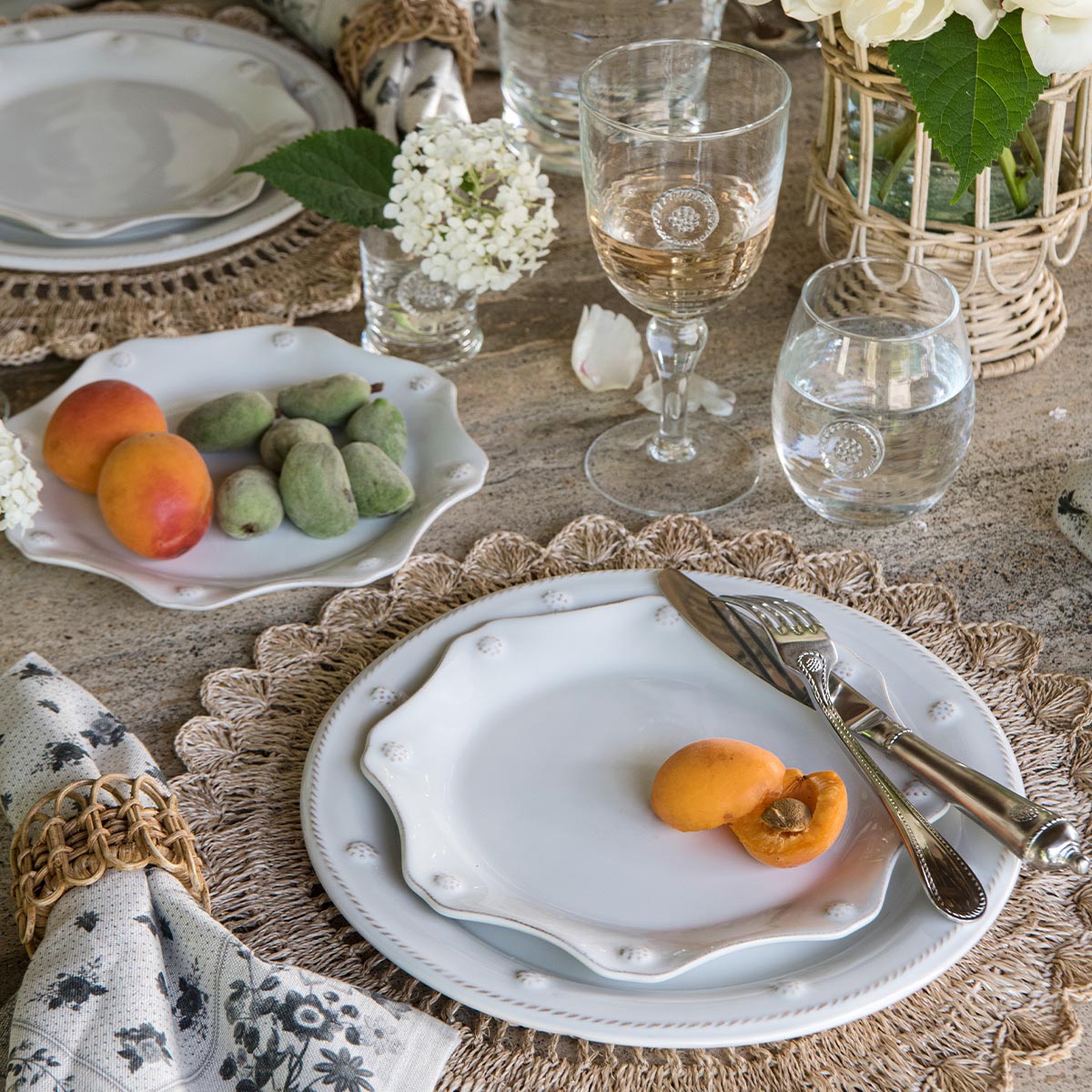 Berry & Thread Scalloped Dessert/Salad Plate - Whitewash