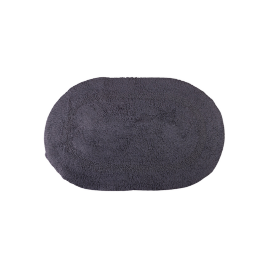 Serene Bath Mat Oval Cotton Reversible Slate Grey 18" X 28" Gsm 1500