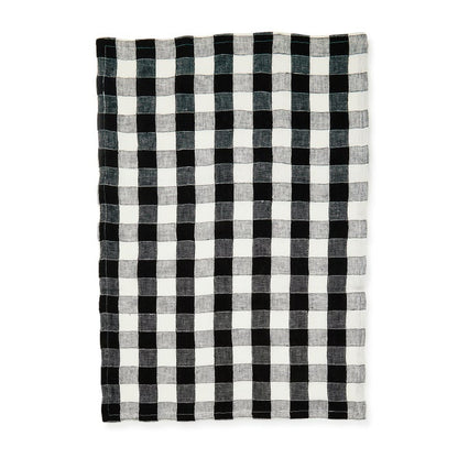 Black Check Linen Dish Towel