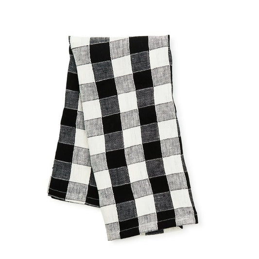Black Check Linen Dish Towel