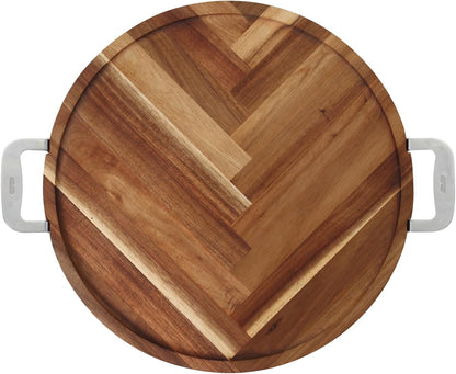 Acacia Round Herringbone Serving Board
