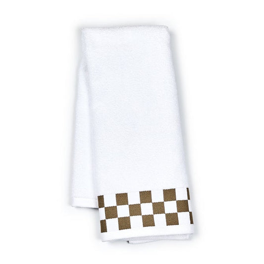 Hand Towel with Mocha Check Border