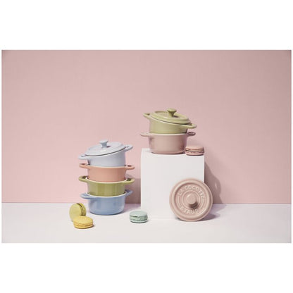 Staub Stoneware Mini Round Dutch Oven Set Macaron, Mixed Colors Set of 6