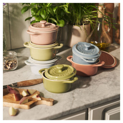 Staub Stoneware Mini Round Dutch Oven Set Macaron, Mixed Colors Set of 6