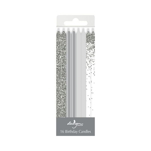 Silver Sophistcate Candle - Birthday - Stick - XLong