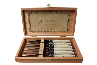 Laguiole 6 Piece Steak Knife Set, Ivory in Wood Presentation Box