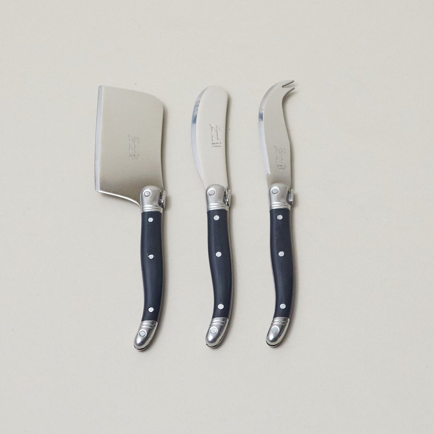 Laguiole S3 Black Cheese Utensils WoodBox Acrylic Lid