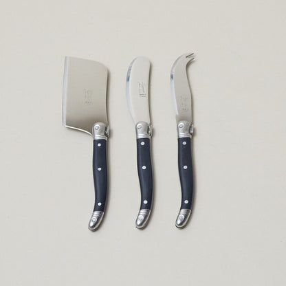 Laguiole S3 Black Cheese Utensils WoodBox Acrylic Lid