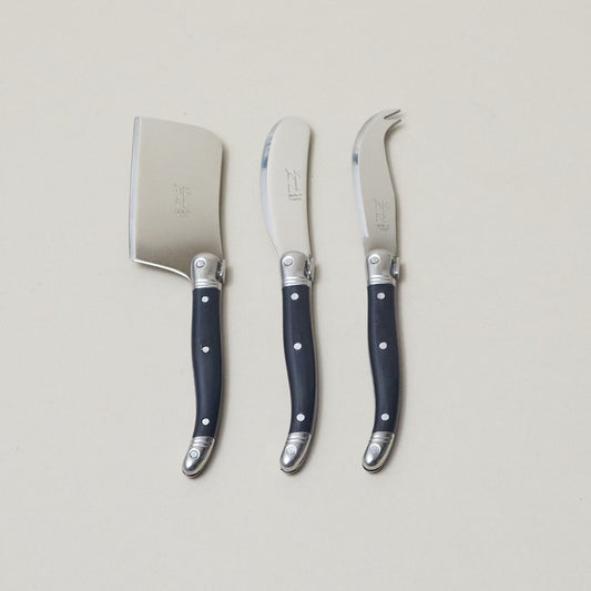 Laguiole S3 Black Cheese Utensils WoodBox Acrylic Lid