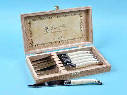 Laguiole 6 Piece Steak Knife Set, Ivory in Wood Presentation Box
