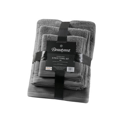 Nuage Cotton Tencel Blend Antimicrobial 6 Piece Towel Set - Charcoal