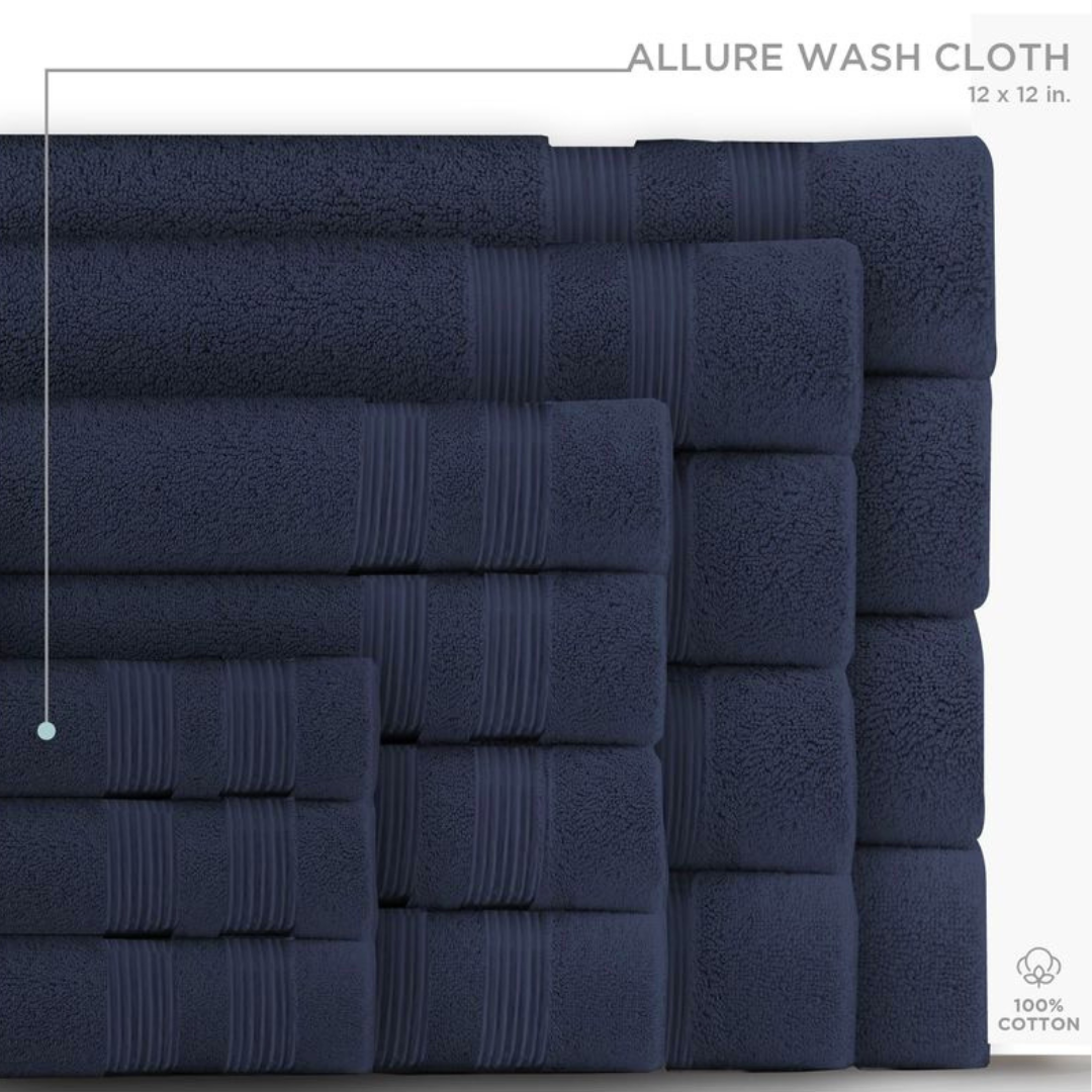 Allure Wash Towel Indigo 12"x 12"