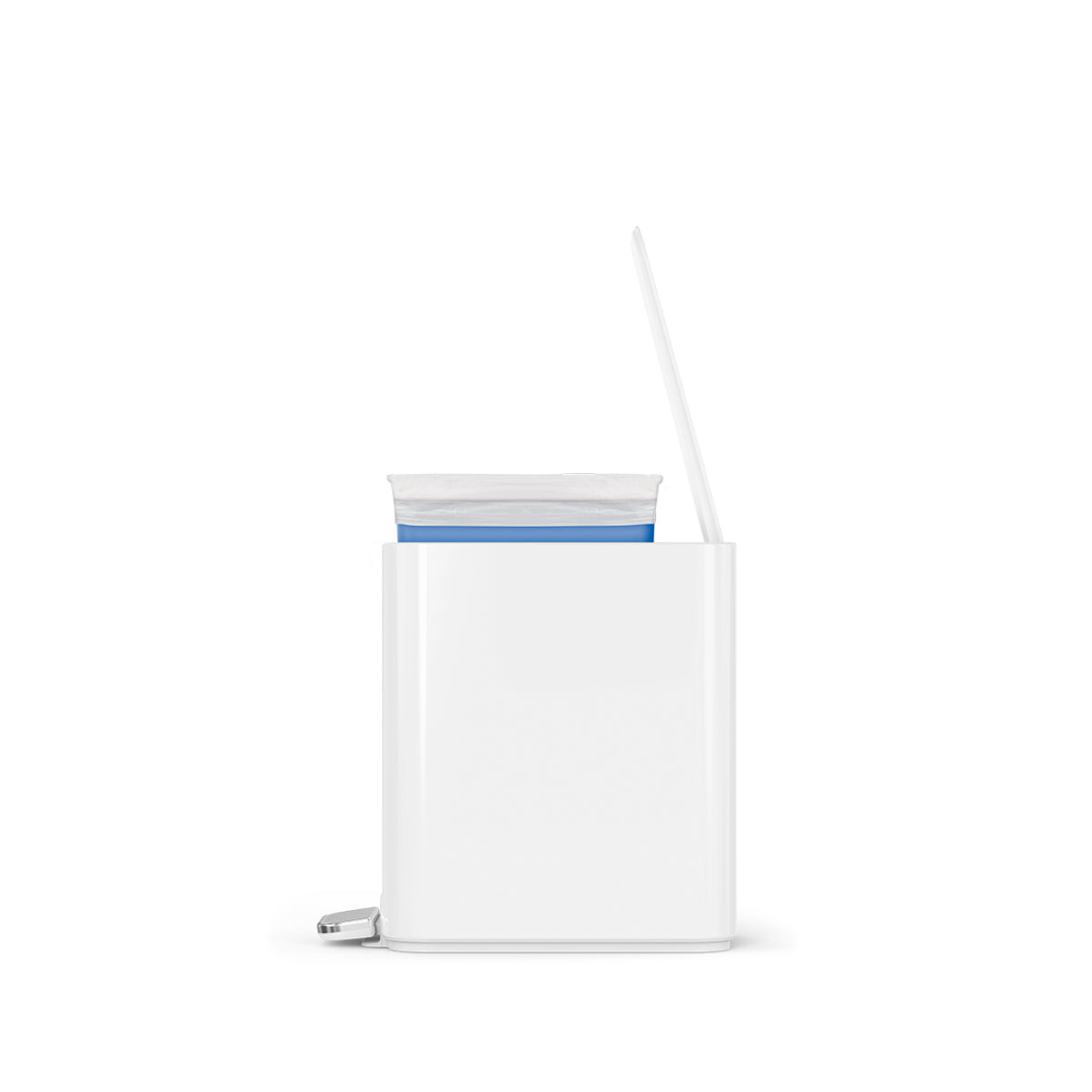 5L Slim Step Can, White Steel