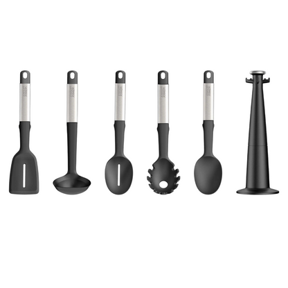 Elevate™ Stainless-steel Silicone 5-piece Utensils Carousel Set