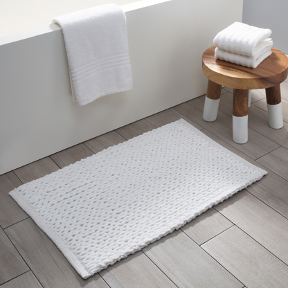 Braided Bath Mat Cotton/Micro Poly White 20" X 32" Gsm 1920