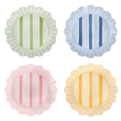 Cabana Stripe Melamine Dessert/Salad Plate Assorted Set/4 - Multi