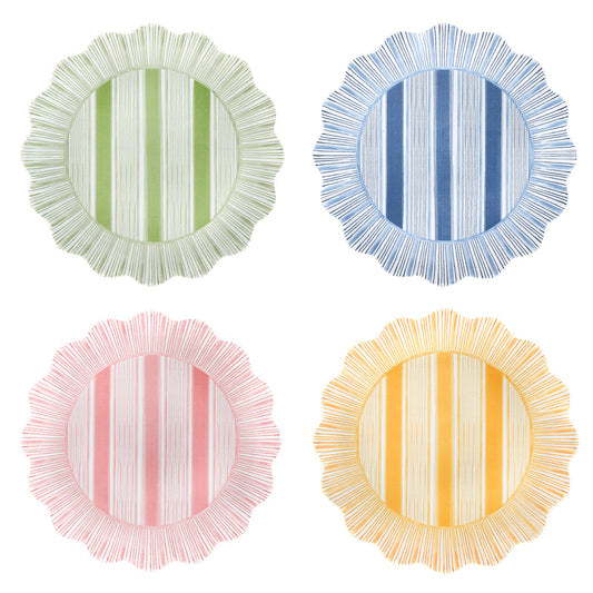 Cabana Stripe Melamine Dessert/Salad Plate Assorted Set/4 - Multi