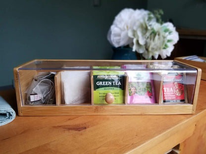 Bamboo 5-Section Tea Box with Acrylic Cover