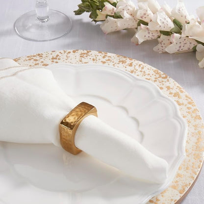 Square Hammered Napkin Ring Set Of 4
