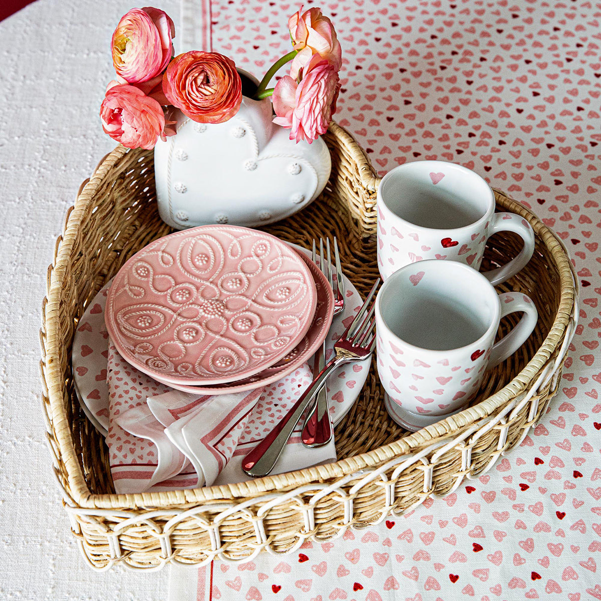Jardins du Monde Side/Cocktail Plate Assorted Set/4 - Blush