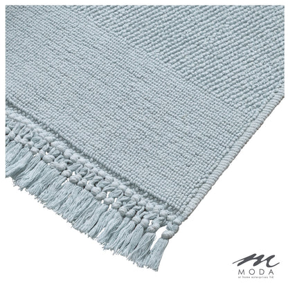 Carlaw Bath Mat Tasseled 100% Cotton Light Blue 21"X 34"