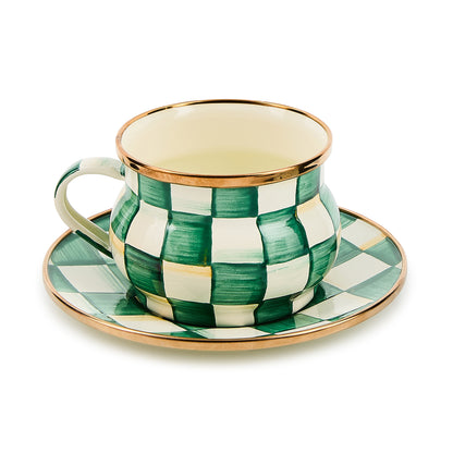 Emerald Check Saucer