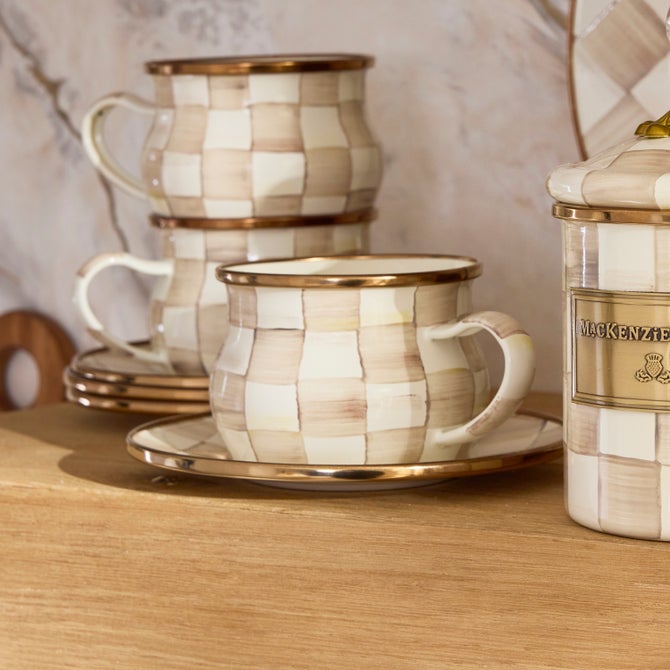 Mocha Check Teacup