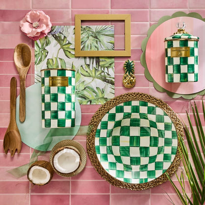 Emerald Check Salad Serving Set