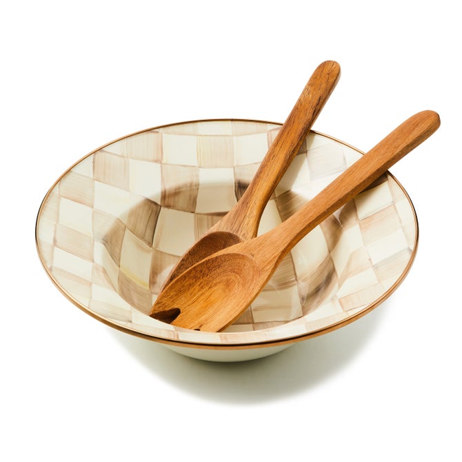 Mocha Check Salad Serving Set