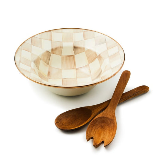 Mocha Check Salad Serving Set