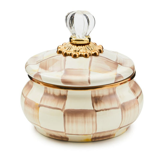 Mocha Check Squashed Pot