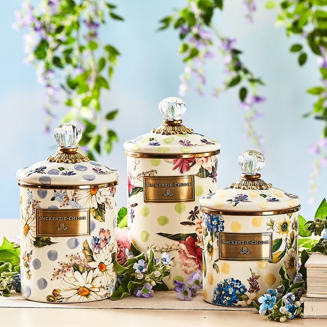 Wildflowers Blue Enamel Medium Canister