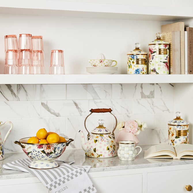 Wildflowers Blue Enamel Medium Canister