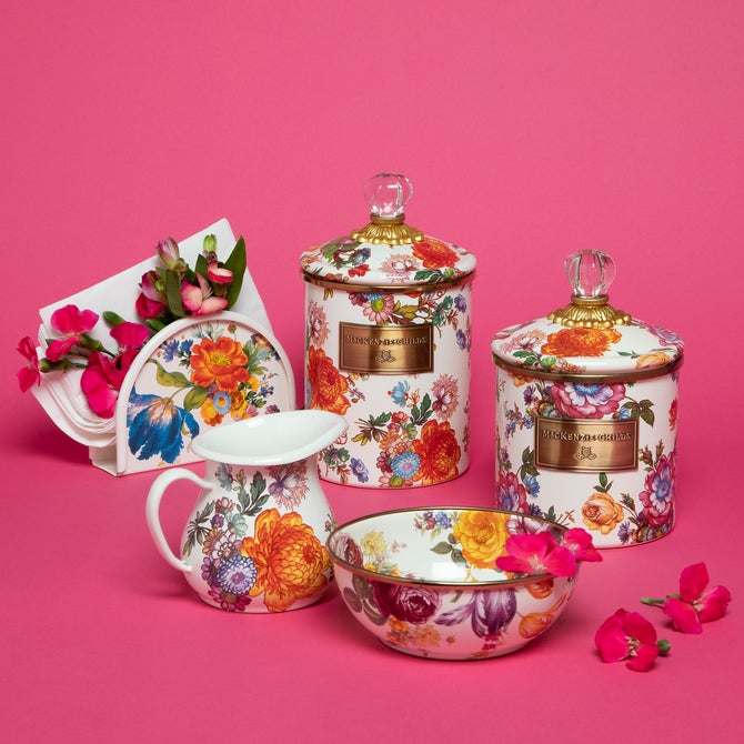 White Flower Market Medium Canister