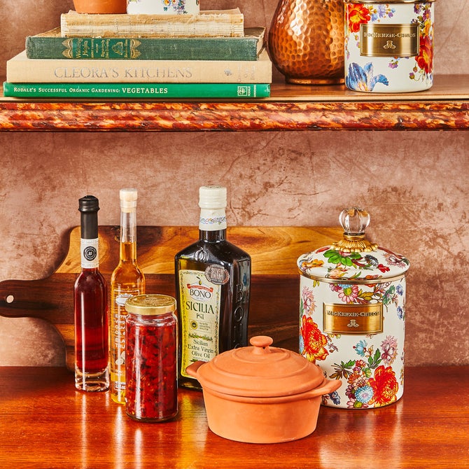 White Flower Market Medium Canister