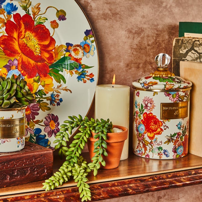 White Flower Market Medium Canister