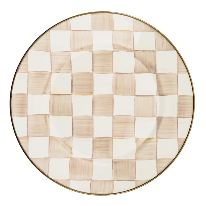 Mocha Check Dinner Plate