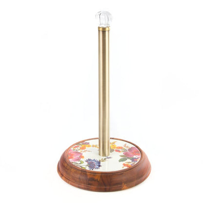 White Flower Market Wood Paper Towel Holder